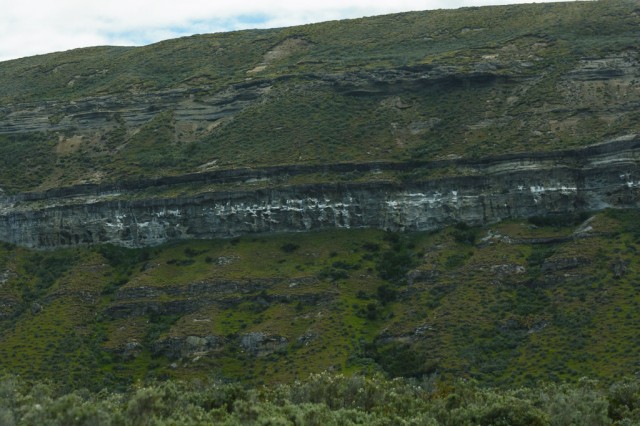 Mountain side with marked with Condor dung